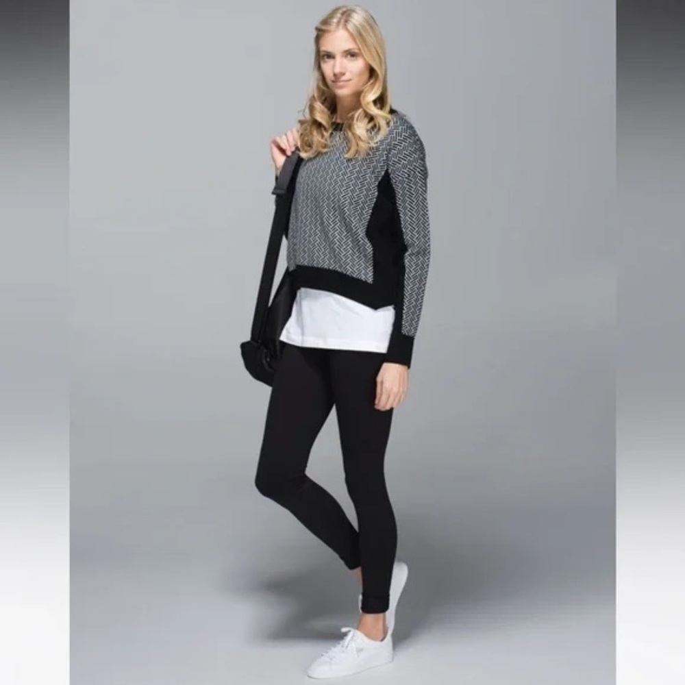Lululemon Women's Small Black & White Merino Wool Yogi Crewneck Sweater - Picture 1 of 13